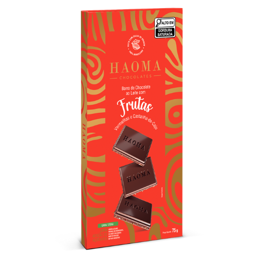 Barra Frutas Vermelhas e Castanha-de-Caju  Linha Stevia - 75g
